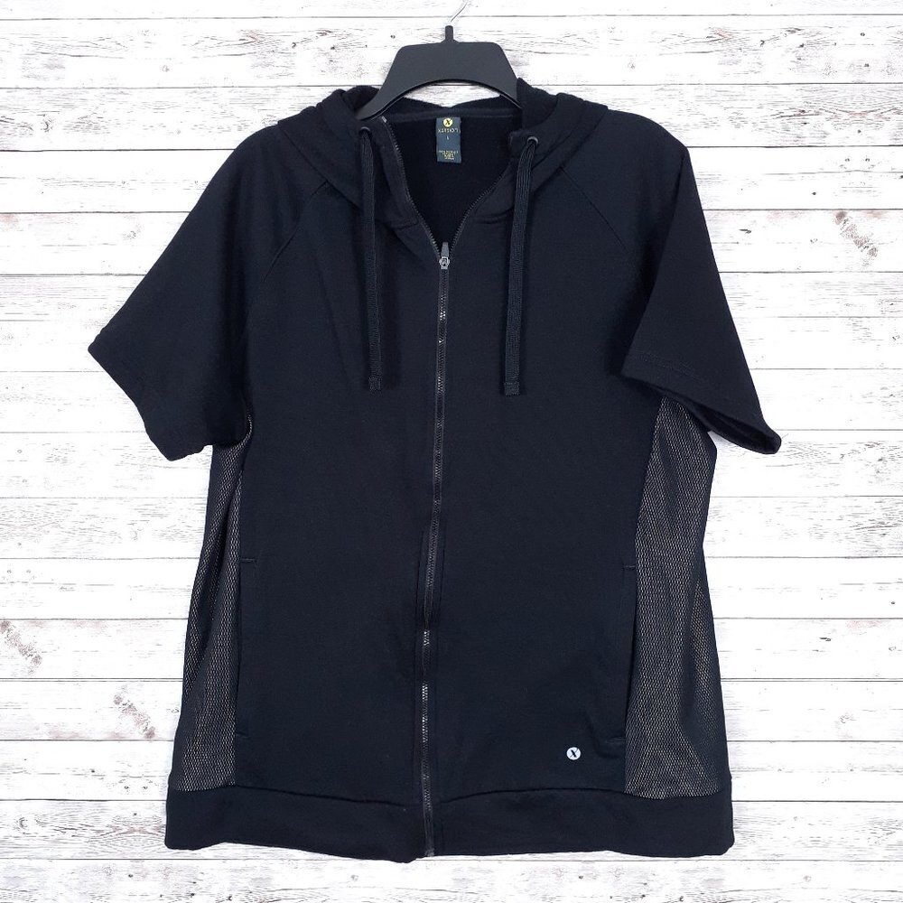 Xersion Mens Full Zip Hooded Sweatshirt L Short Sleeved 48A